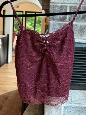 Free People Burgundy Lace Cami